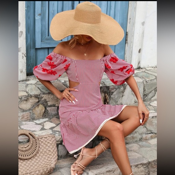 Pre-Order  Multicolor Boho Print Smocked Ruffled Puff Sleeve Mini Dress main image 1